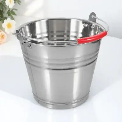 Портативный мусорный бак, ведро из нержавеющей стали с ручкой, многоцелевой контейнер для воды и молока большой емкости, устойчивый к коррозии