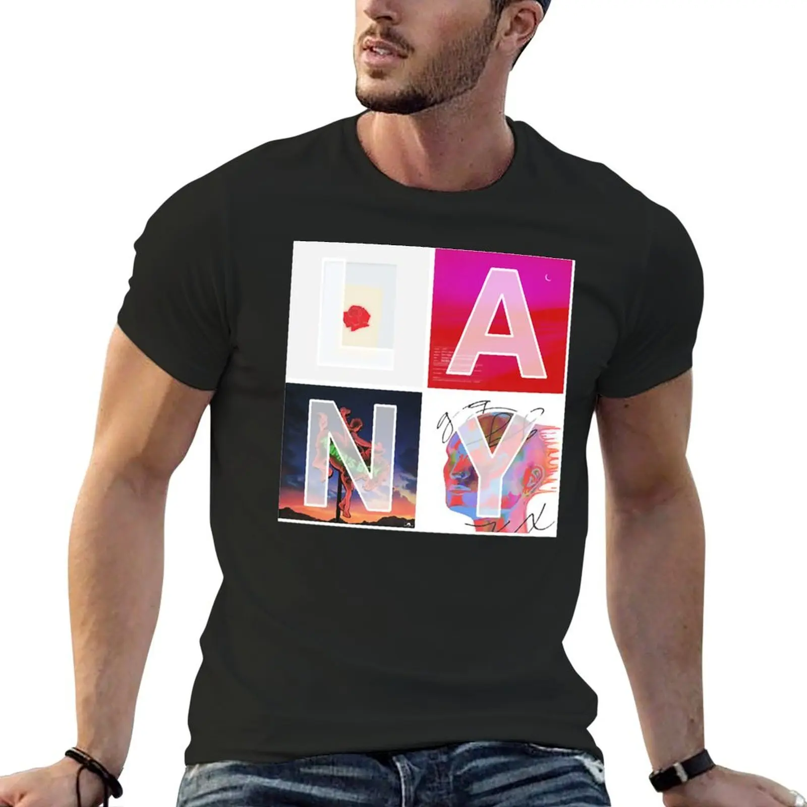 LANY album mosaic T-shirt heavyweights cute clothes quick drying vintage big and tall t shirts for men