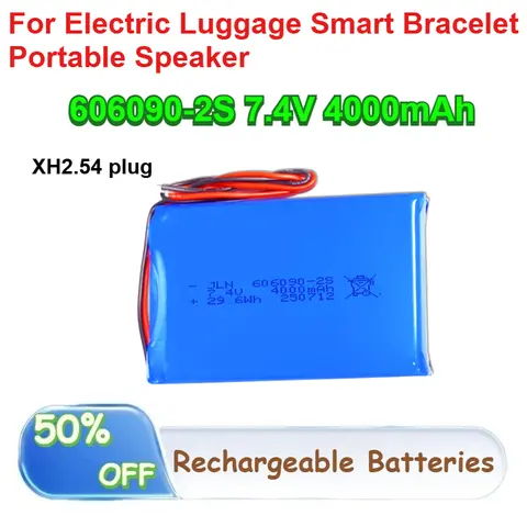606090-2S 7.4V 4000mAh Polymer Lithium Battery Pack +XH2.54 plug for Electric Luggage Smart Bracelet Portable Speaker Batteries