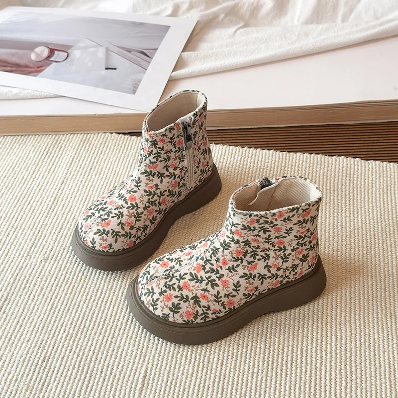 2026 New Autumn Baby Boots Leather Cute Flower Lace Princess Girls Shoes Kids Ankle Boots Fashion Toddler Baby Boots EU 23-35