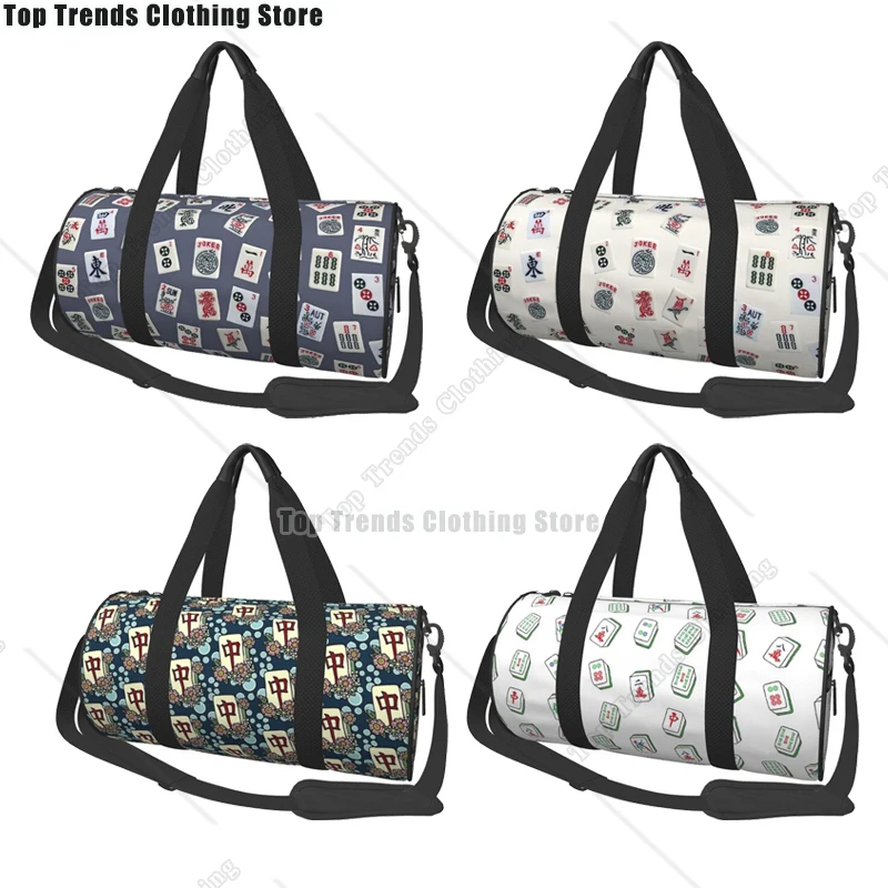 

Маджонг Игровая плитка Дизайн Дорожные сумки Мужская сумка для фитнеса Цилиндрическая сумка на плечо Женская большая дорожная сумка для багажа Сумки для спортзала