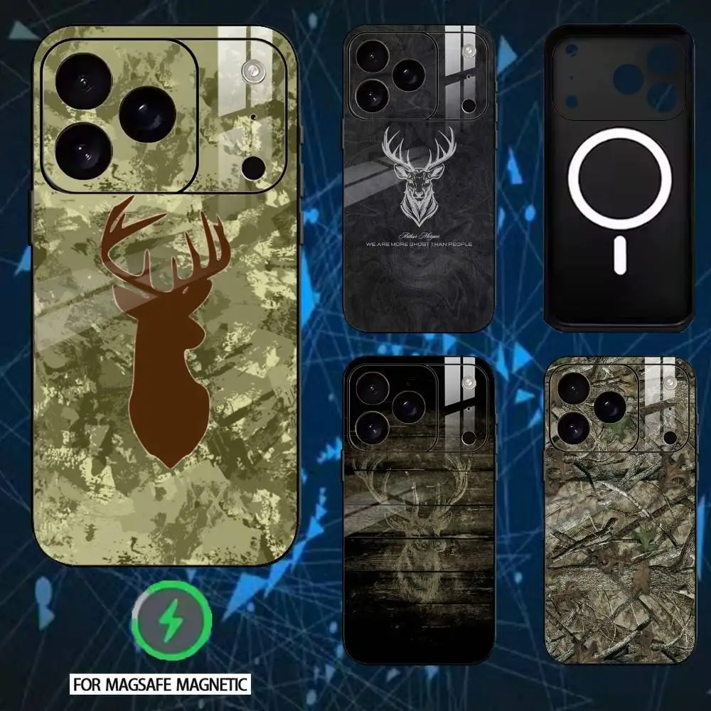

Deer Hunting Camo Phone Case For iPhone 17 16 15 14 13 12 Pro Max Plus for Mirror Wireless Magnetic Cover