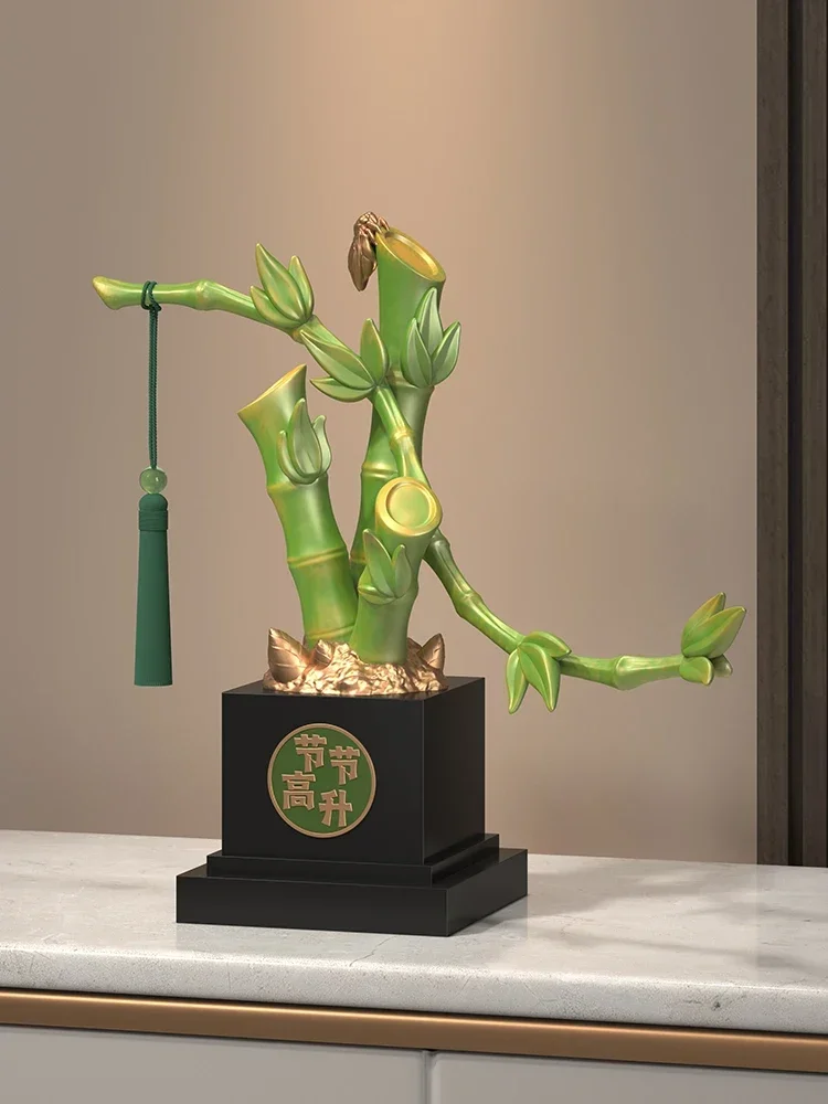 High-rise bamboo ornaments, living room wine cabinet, office tea room, lucky decoration, high-end housewarming gifts