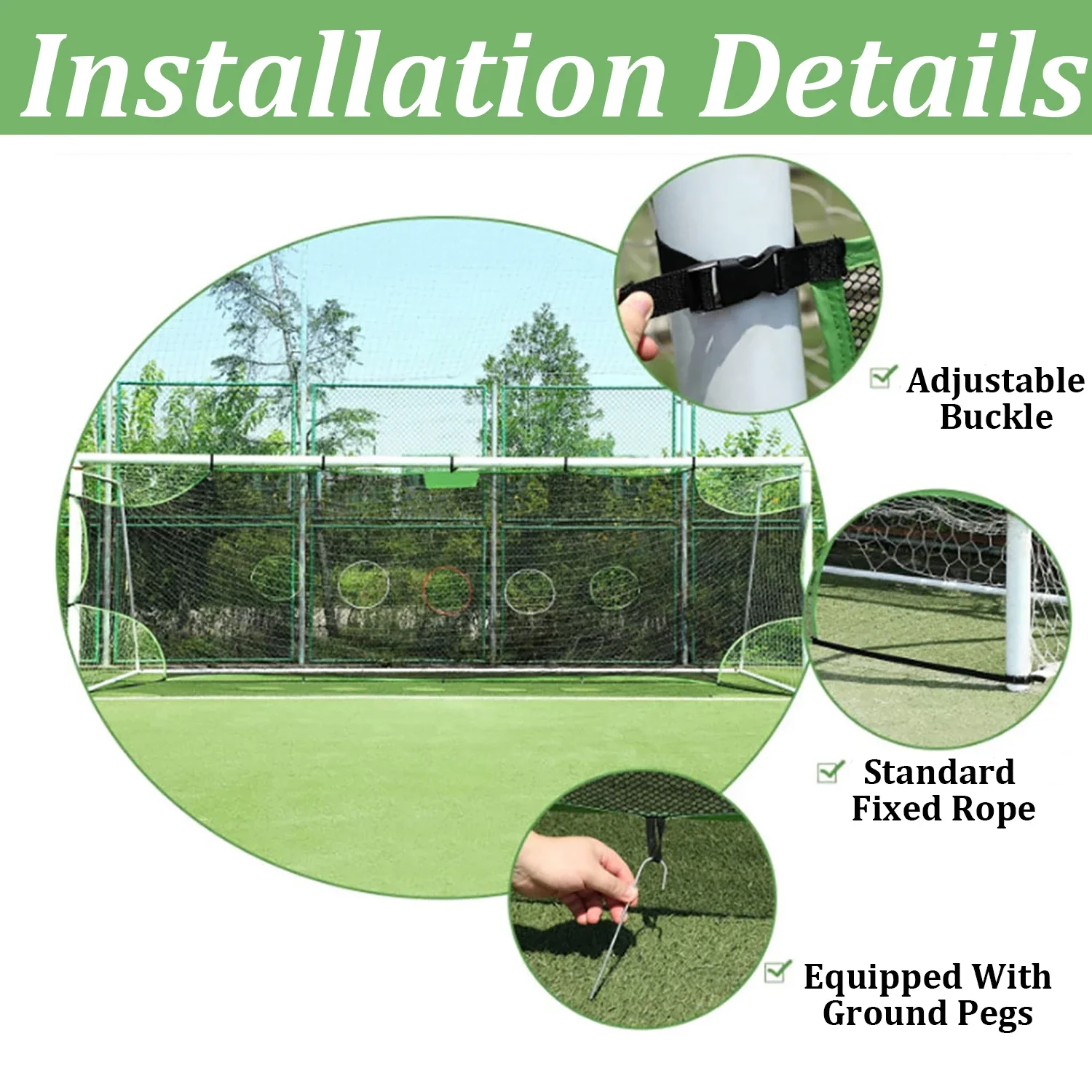 1/3 Holes Soccer Goal Target Nets Hard-Wearing Martial Four Corners and 3 Targets Detachable Soccer Balls Shooting Training Net