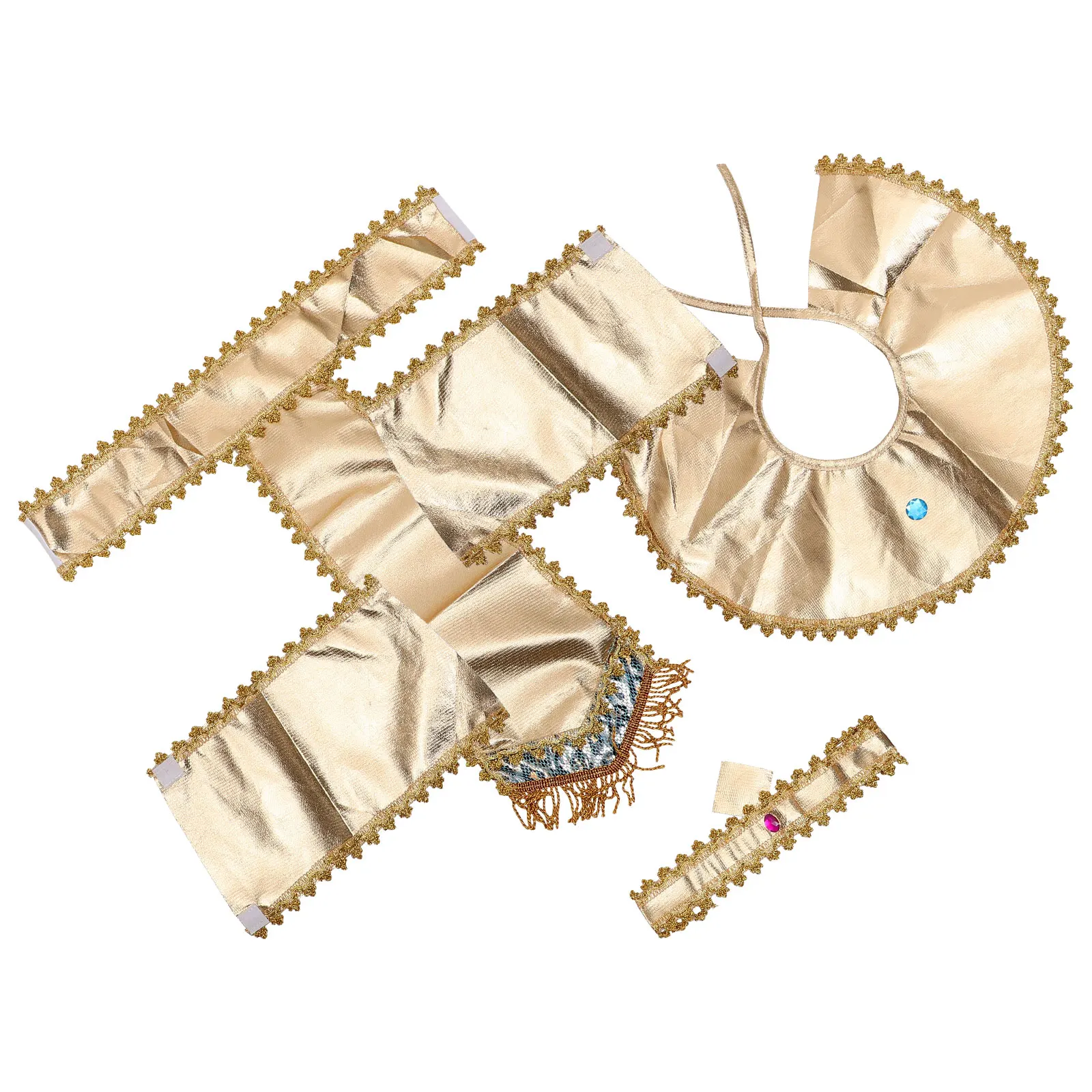 

Complete Egyptian Pharaoh Costume Kit with Headpiece Collar Sleeve Belt Wristband Waistband Egyptian Cosplay Accessory Prop