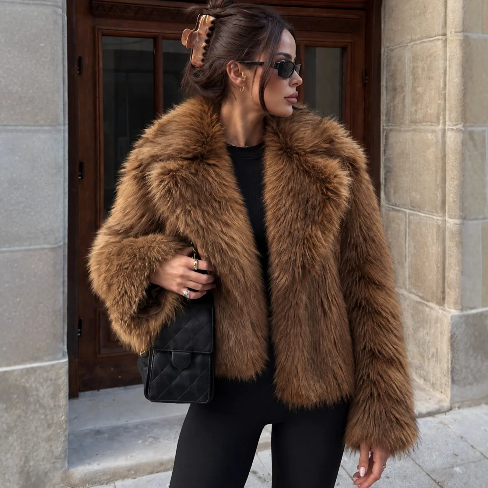 Coats Women Faux Fox Fur Jackets Turn Down Collar Coat Thick Warm Casual Y2k Streetwear Open Front Full Sleeve Outerwear 2026