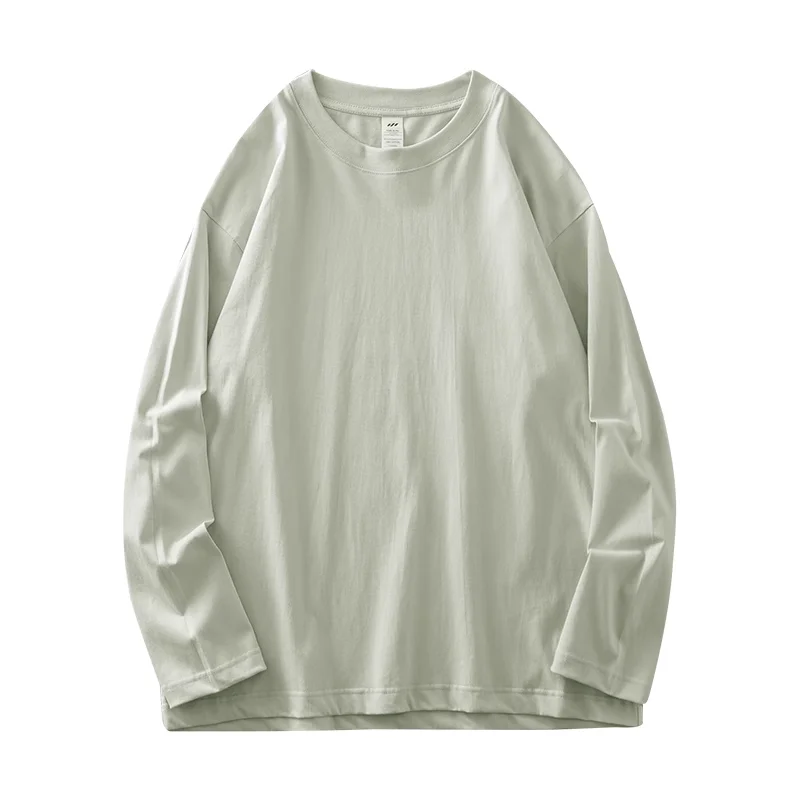 DUKEEN Herren 260G Langarm-T-Shirts 2025, Frühling, reine Baumwolle, einfarbig, Basic-Unterhemd mit Rundhalsausschnitt, lockere Oberteile für Herren, 11 Farben