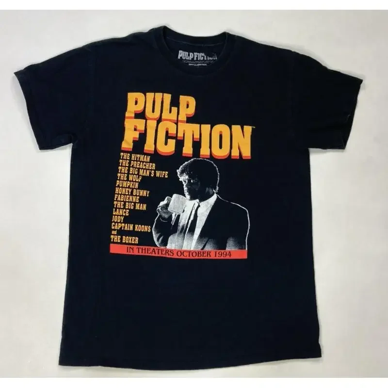 Pulp Fiction Movie Retro Graphic T-shirt Men Medium Black Short Sleeve