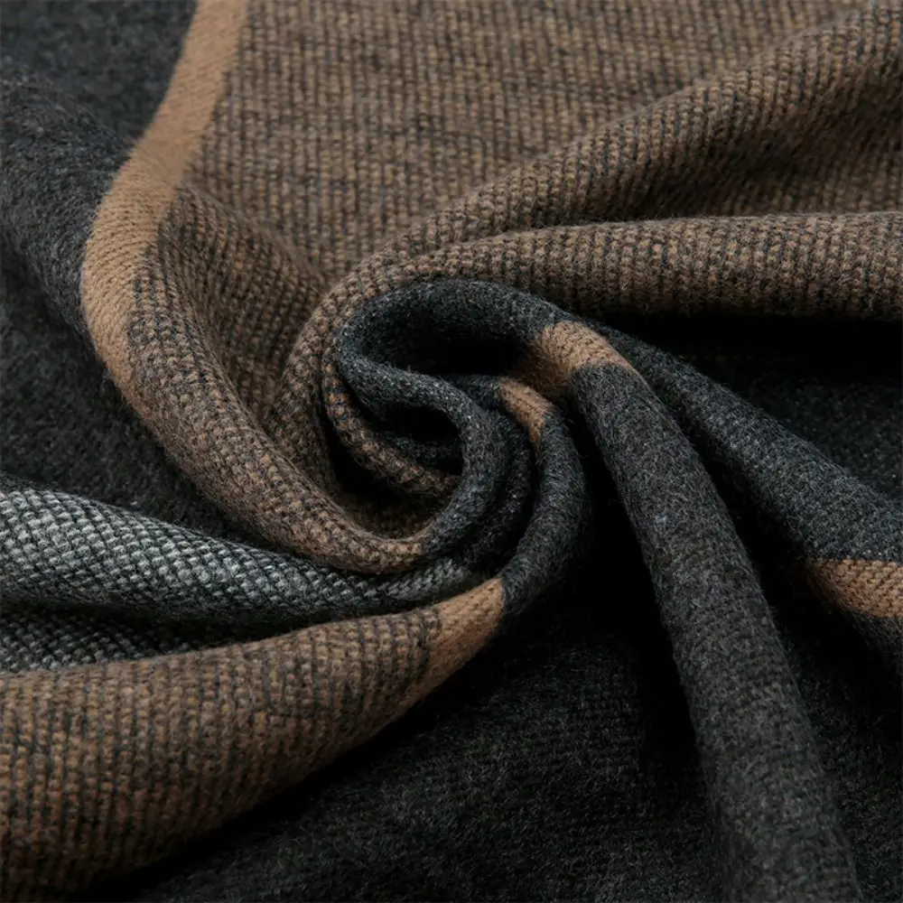 

Модный аксессуар, кашемировый зимний мужской шарф, утолщенная мягкая клетчатая шаль, теплый носовой платок для активного отдыха