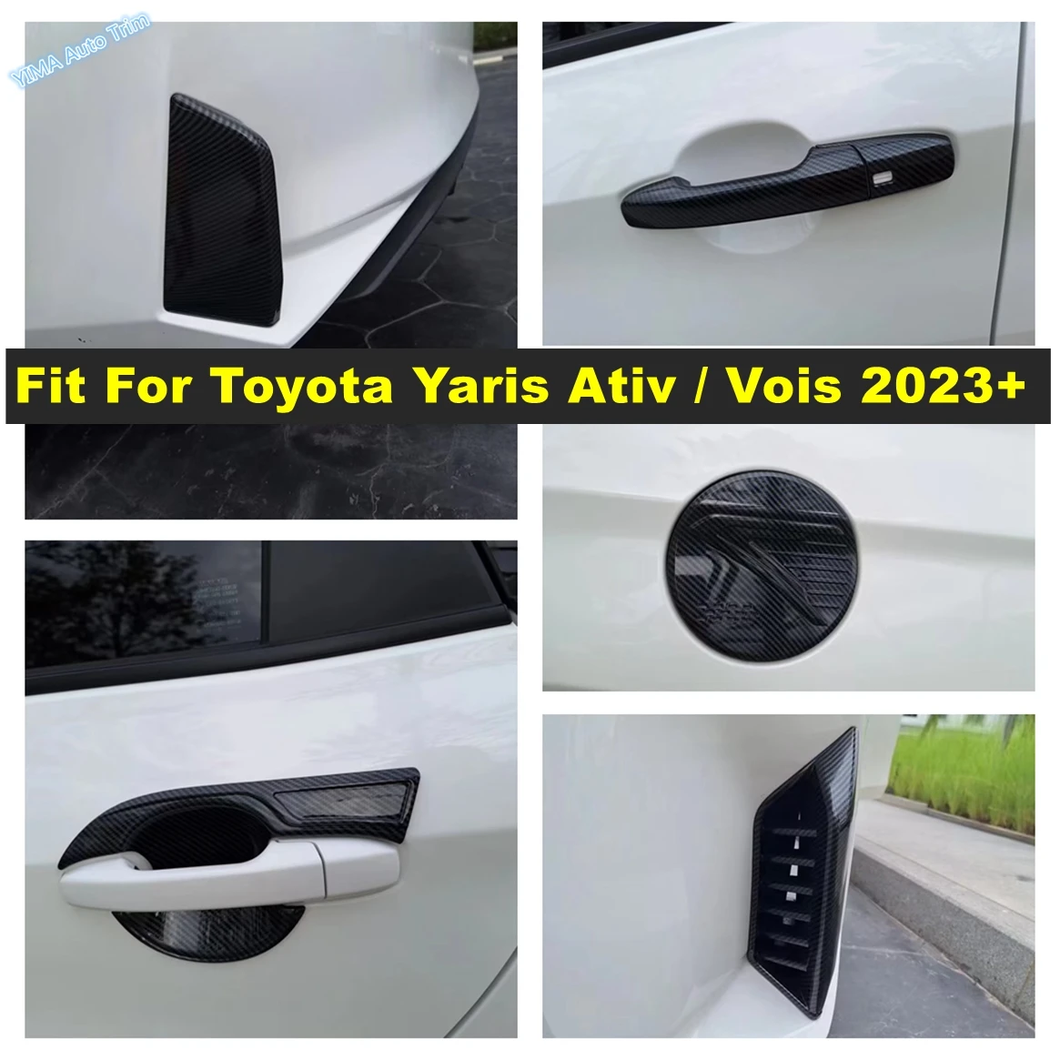 

Fit For Toyota Yaris Ativ / Vois 2023 2023 Oil Gas Tank Cap / Door Handle Bowl / Rear Fog Lights Cover Auto Exterior Accessories