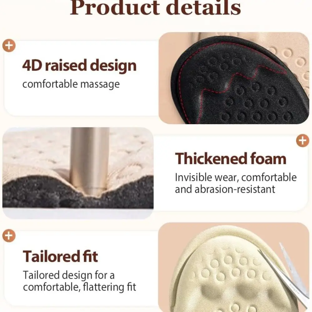 1pair One Size Fits All Non Slip Foot Pads Pointed Head Foot Care Shoe Pads Inserts Comfort Soft Foot Cushions High Heel Shoes