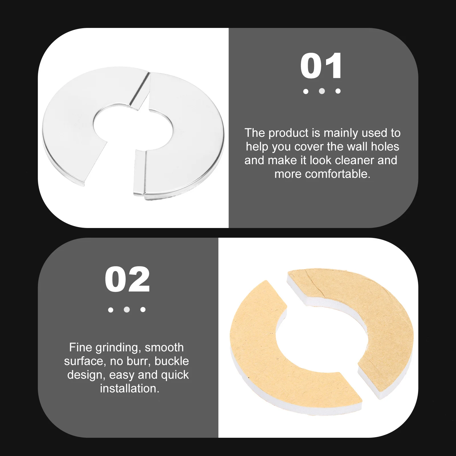 4 قطعة لوحات شعار مستديرة سبليت شفة يغطي للاستحمام السباكة الشفاه ثقوب الحائط الديكور والحماية