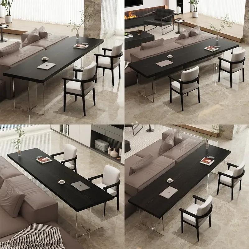 For Italian Minimalist Solid Wood Desk Acrylic Double Study Table Long Horizontal Sofa Back Console Living Room Dual Use