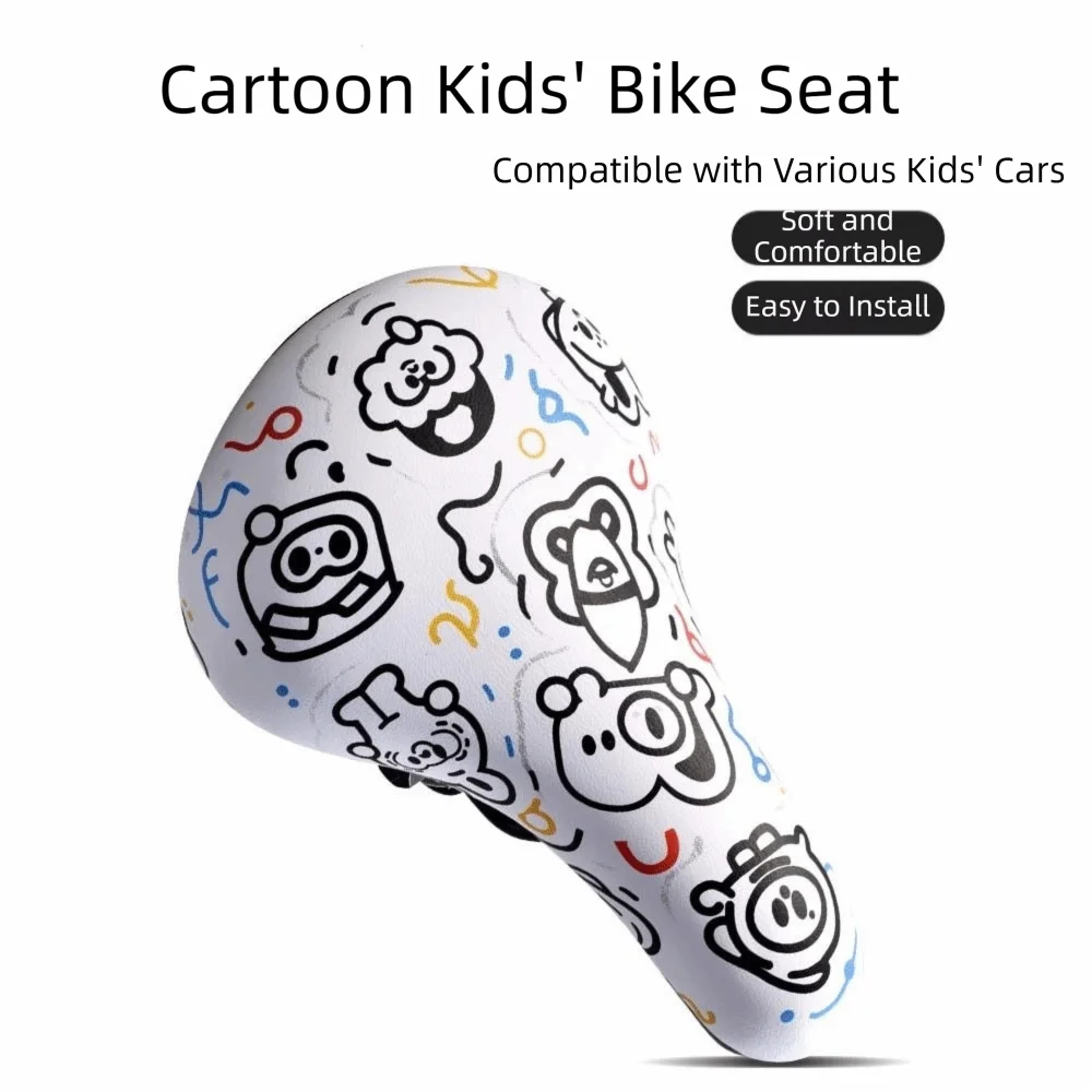 Super Soft Children's Bicycle Seat Cartoon Design Comfortable Bicycle Saddle PU and Foam Thick Bicycle Cushion Riding Equipment