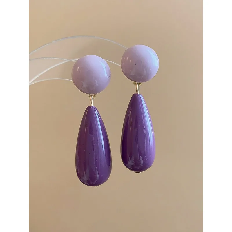 Minimalist Purple Drop Stud Earrings Premium Alloy Hypoallergenic Lightweight Comfortable for Daily Commute and Evening Wear