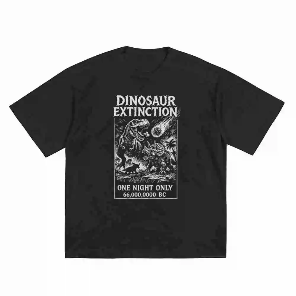 Dinosaur Extinction One Night Only 66 000 BC Rex Vs Triceratops Meteor Strike Short Sleeve Tee 100% Cotton T-Shirt