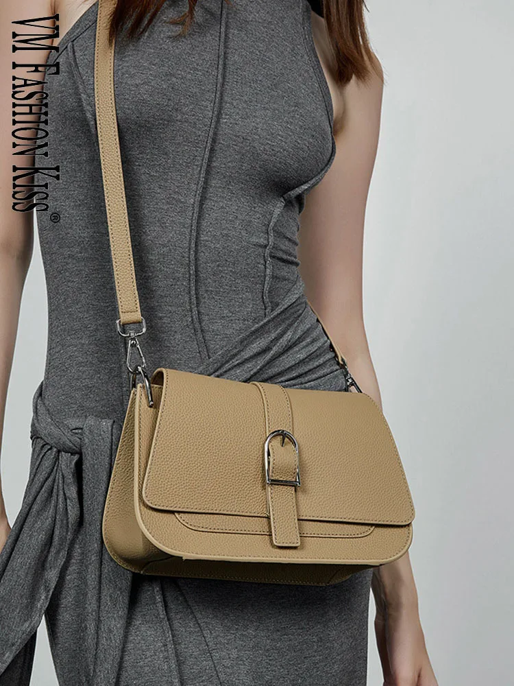 

Women's Fashionable Saddle Bag Split Leather Lychee Grain Cowhide Can Be Worn On One Shoulder Or Crossbody Everyday All-match