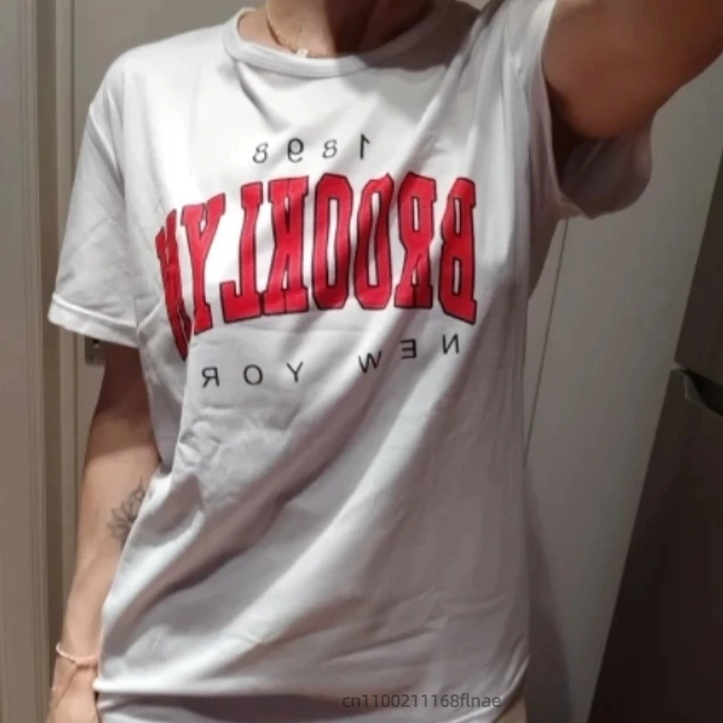 2025 New Street Dance Clothing Summer Women's T-shirt 1898 Printed Short Sleeved T-shirt Casual Street Hip Hop Clothing