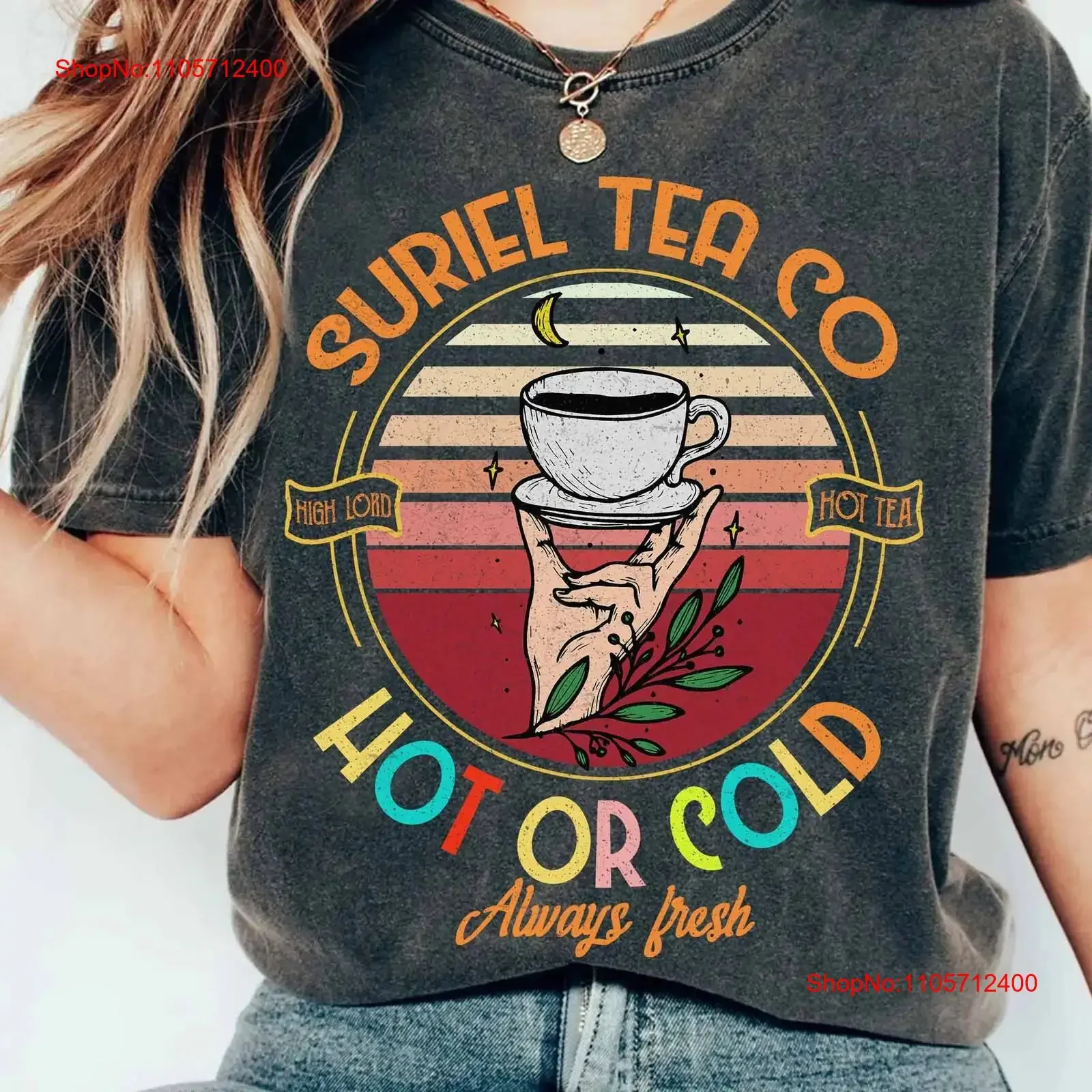 Retro Suriel Tea Co T Shirt ACOTAR SweaT Bookish Smut Reader Mystical Moon Librarian Lover vintage Washed streetwear Soft