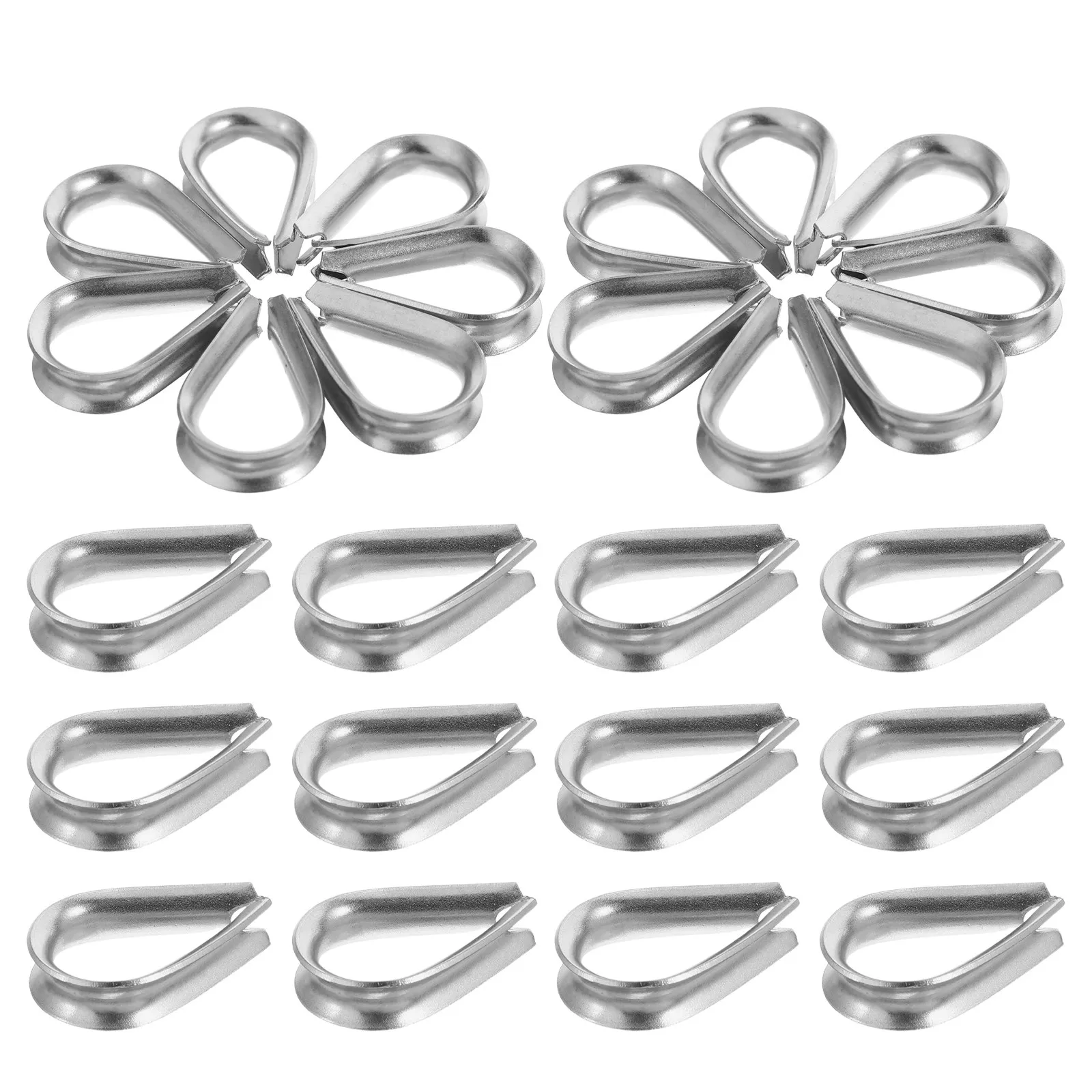 50Pcs Stainless Steel Rope Thimbles Heavy Duty Rigging Thimble Smooth Surface Wire Rope Sleeve for Outdoor Marine Industrial Use