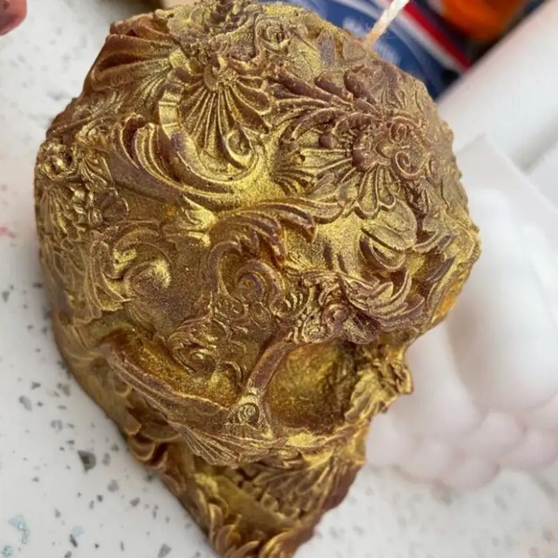 J78F ثلاثي الأبعاد تنقش زهرة الجمجمة قالب من السيليكون DIY بها بنفسك الديكور صنع الصابون شمعة تذوب الراتنج بوليمر كلاي