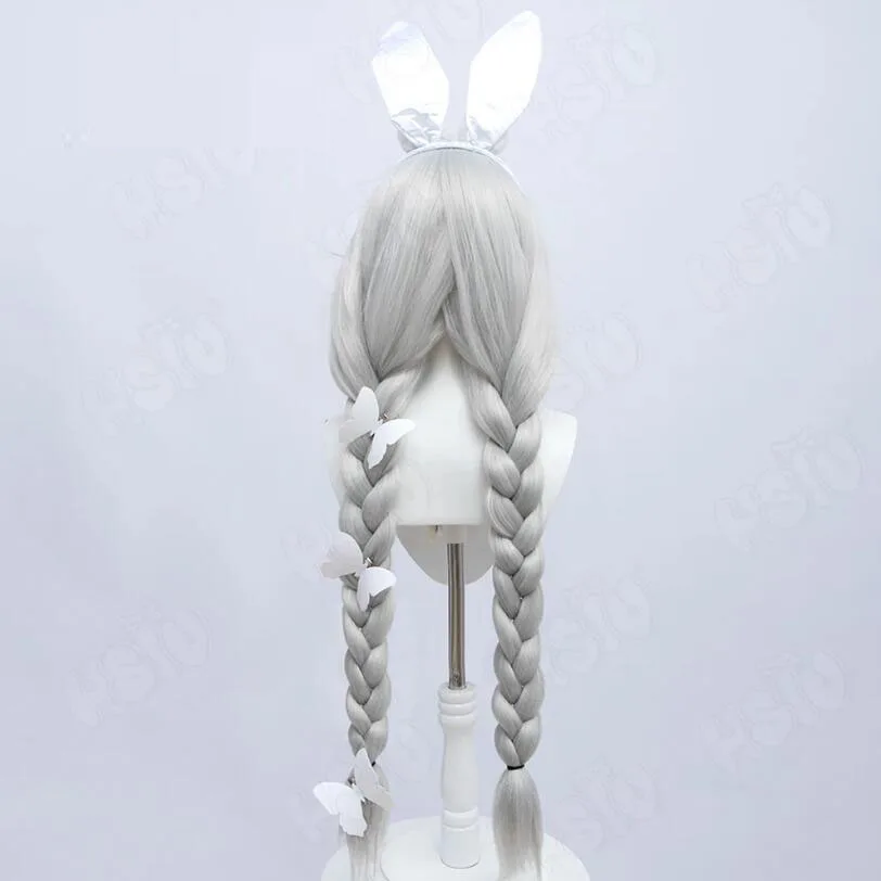 Cosplay Wig Game Cosplay Fiber synthetic wig silver white Braided long hair headdresse Malin Wig