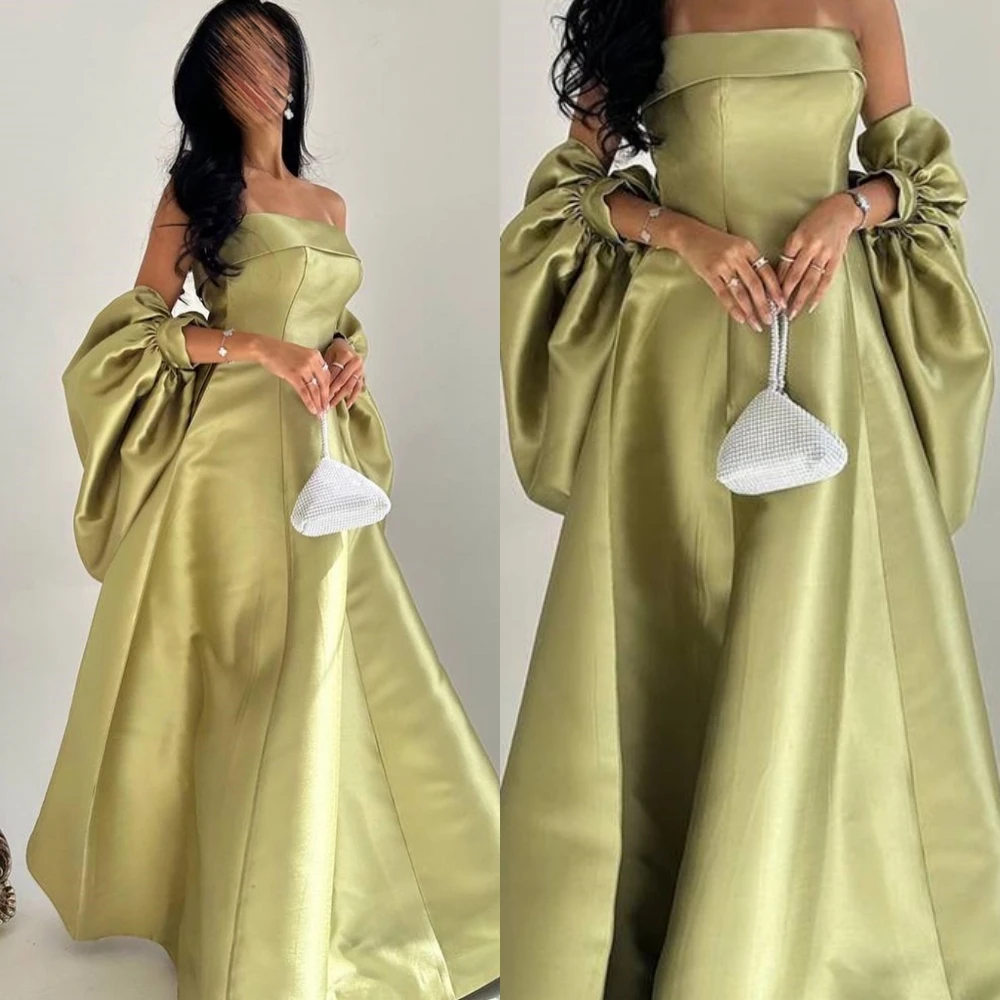 Customized Elegant Satin Evening Dress Modern Style Sleeveless Bespoke Occasion Gowns Classic A-Line Strapless Celebrity Gowns