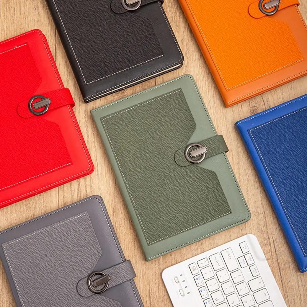200 Pages A5 Notebook Magnetic Suction Buckle PU Leather Cover Business Office Notebook Horizontal Line Wear-resistant