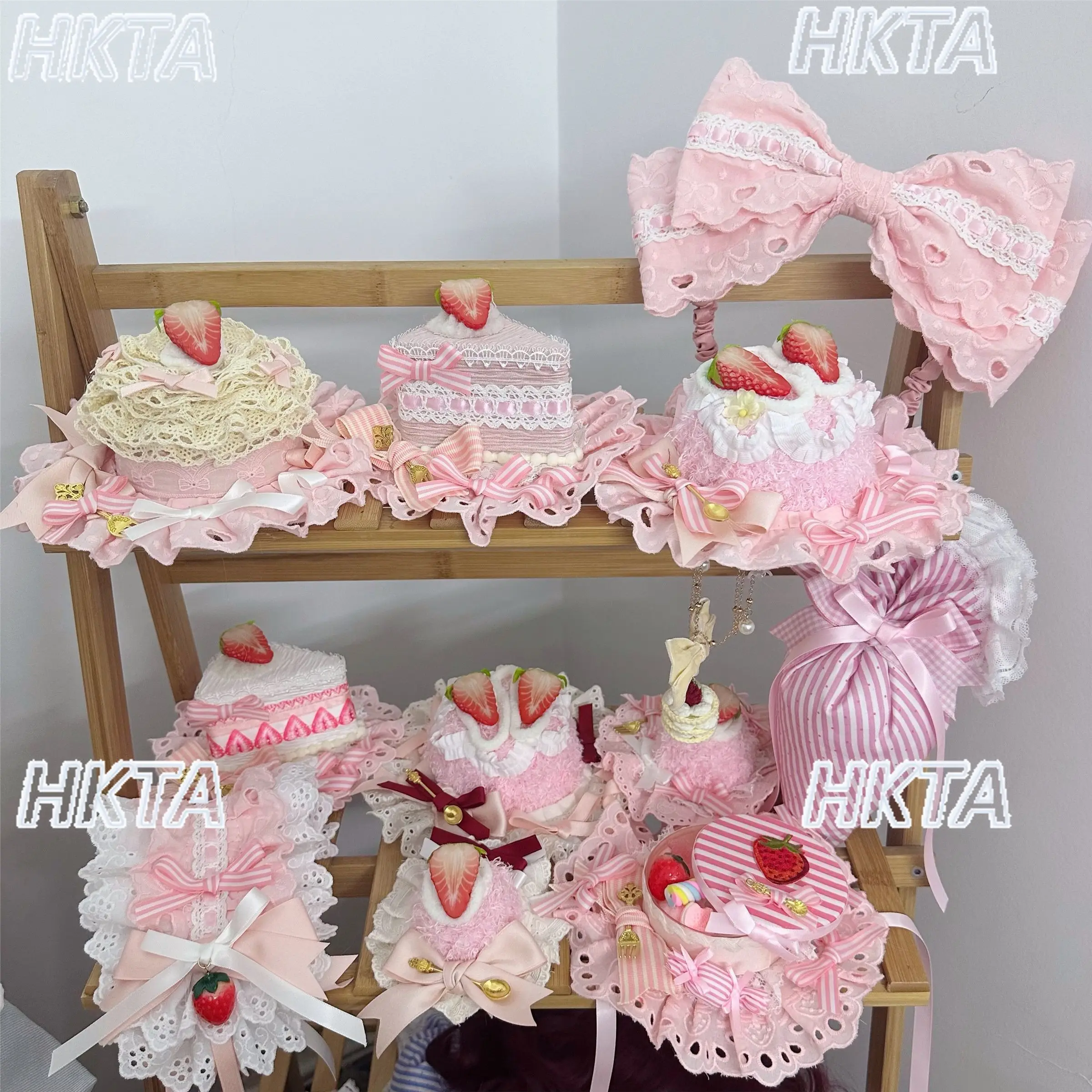 الأصلي اليدوية لوليتا كليب لطيف الفراولة كعكة القبعات كريم لوليتا الحلو نمط اليدوية هيرباند قبعة صغيرة إكسسوارات الشعر