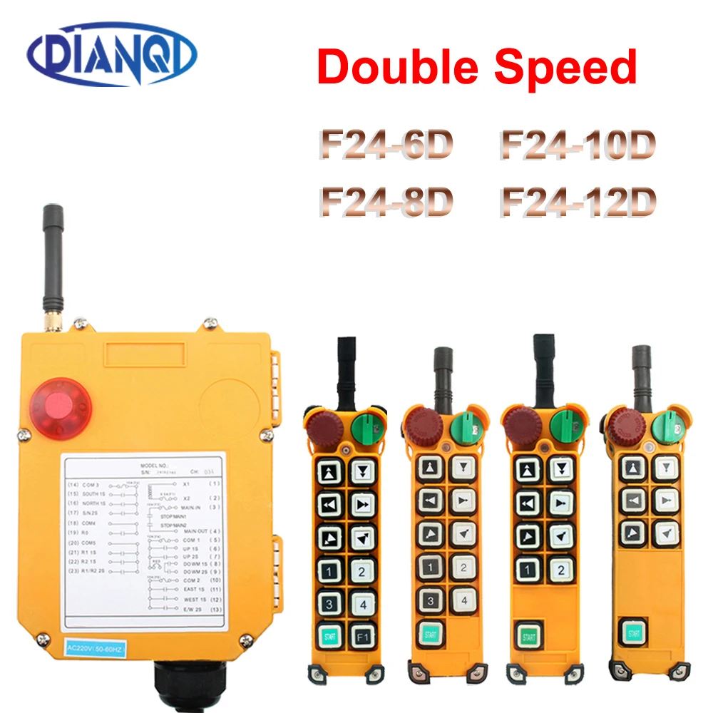 Dupla Velocidade Industrial sem Fio Rádio Controle Remoto Interruptor de Controle Grua Guindaste Elevador Controle F246d 8d 10d 12d