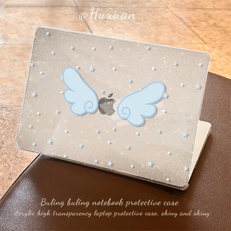 Blue Polka-Dot Star Wings Shining Laptop Case For Macbook Air 13.6 M4 NEO 15 M3 Hard Cover For Mac Book Pro 13 M1 M2 14 M4 M5 16