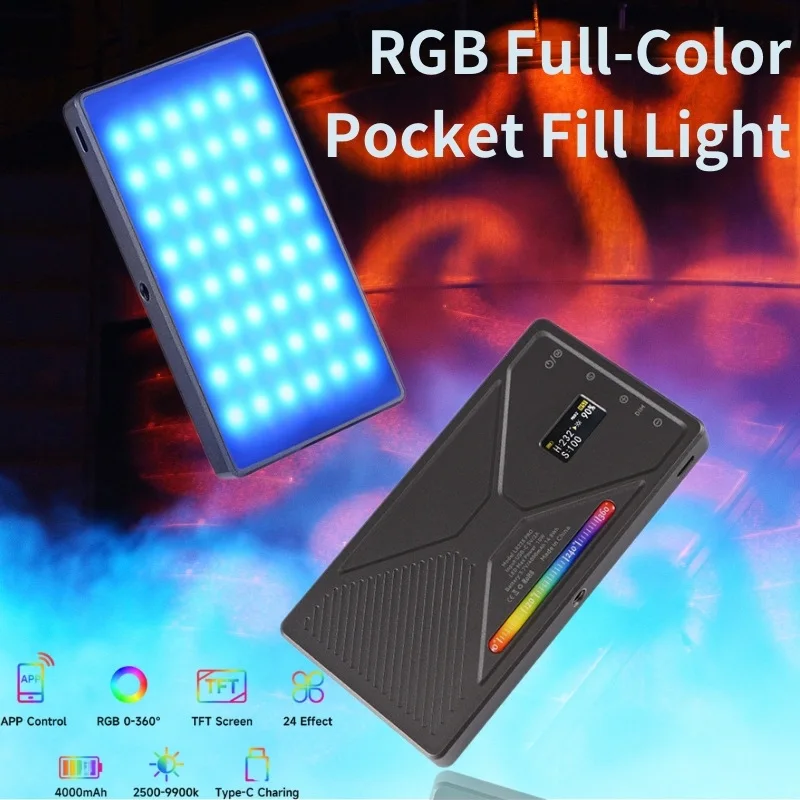 2026 Portable RGB Full Color Fill Light APP Control For Portrait Live Stream Camera Photography