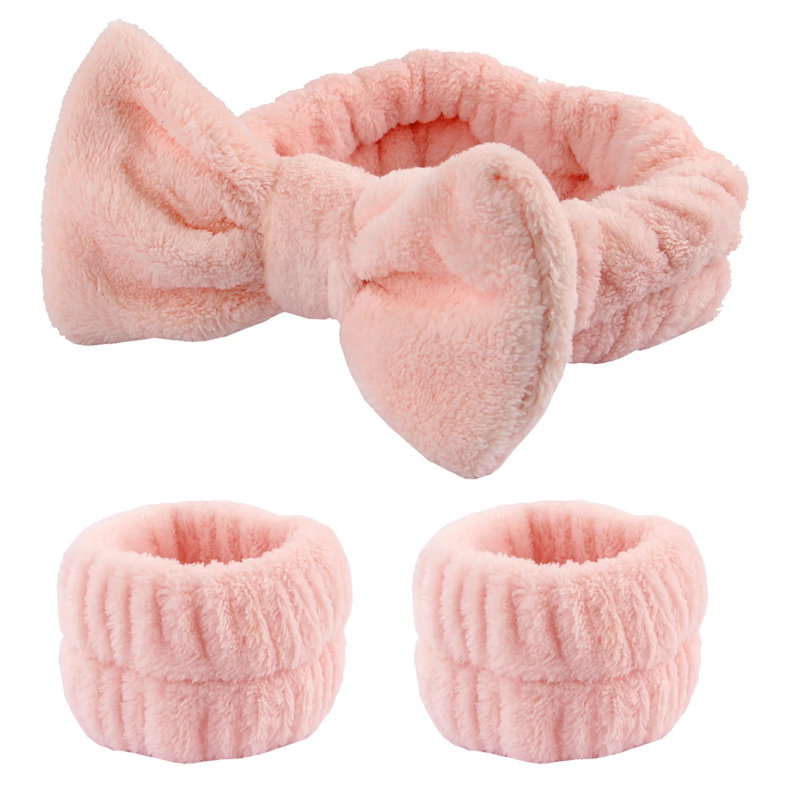 Neue Gesichts wäsche Armband Stirnband Set Fleece Hautpflege Fliege Haarband Handgelenk Manschetten für Make-up Dusche Teen Mädchen