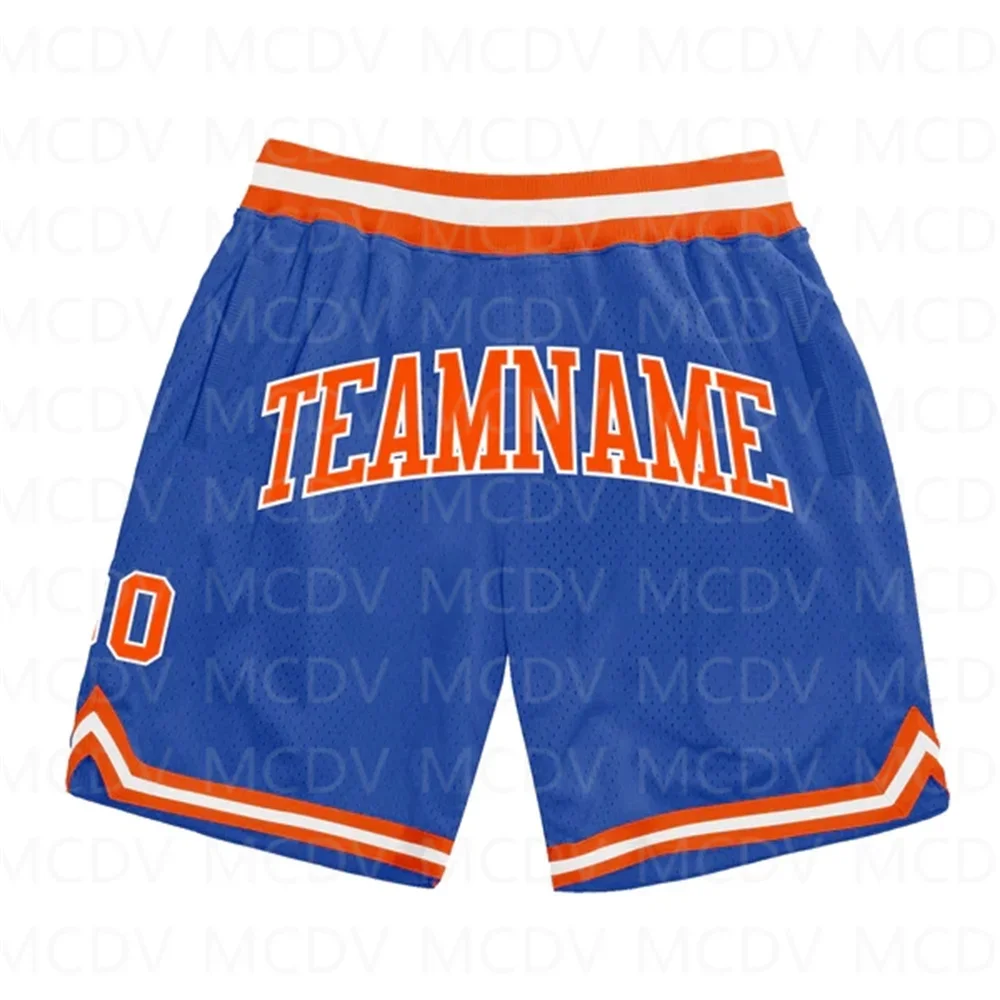 Custom Blue Kelly Green-White Authentic Throwback Basketball Shorts 3D All Over Printed Men's Shorts Quick Drying Beach Shorts