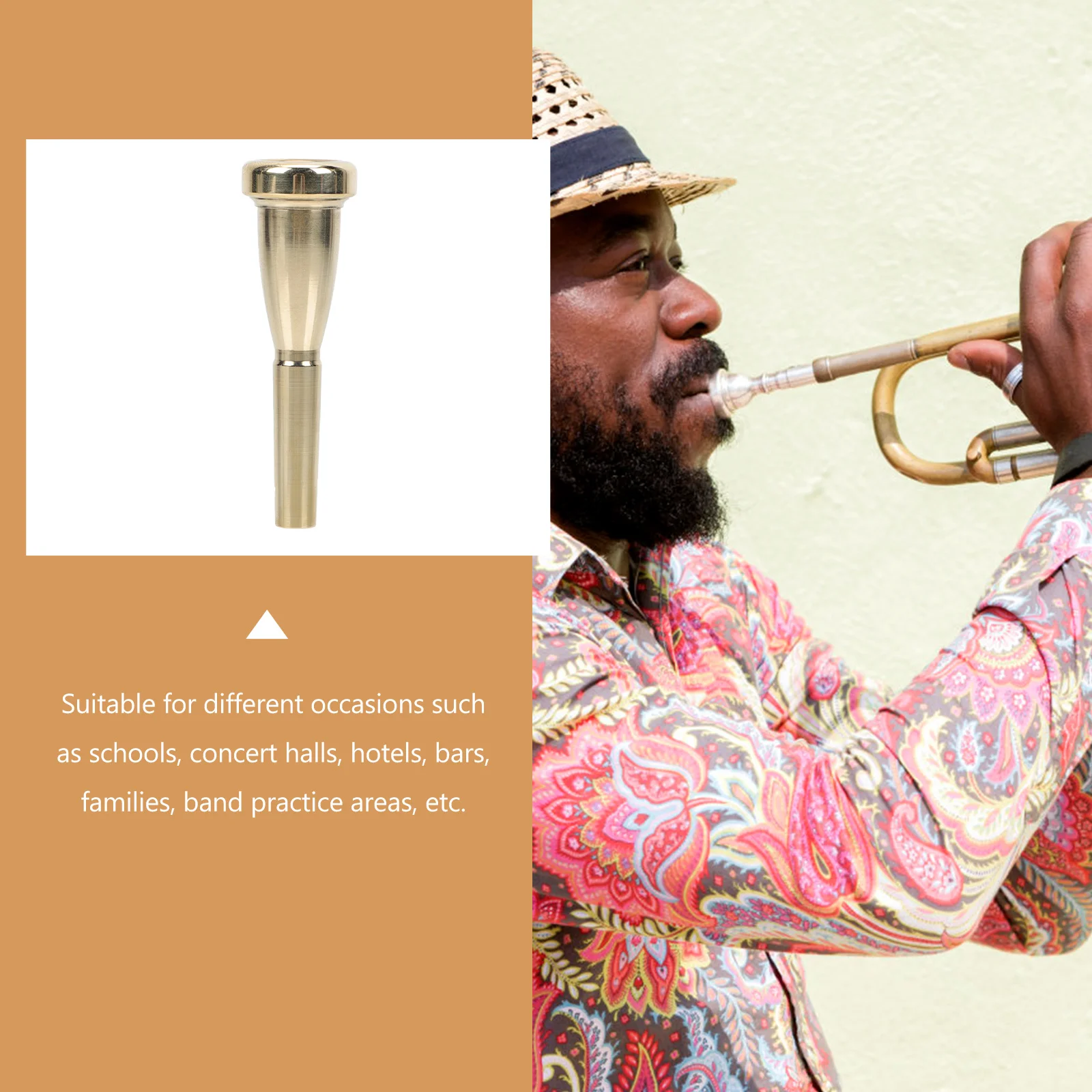 

2pcs Trumpet Mouthpiece Durable Copper Polished Wind Instrument Replacement Part For Students Bright Sound Clear Tone Portable