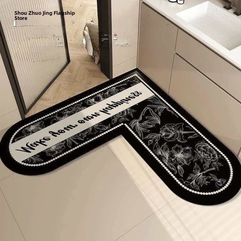 

Угловой коврик для ванной L-образной формы, впитывающий, нескользящий, для зоны умывальника и входной двери, новинка 2024 года, из различных материалов, для дома и ванной комнаты