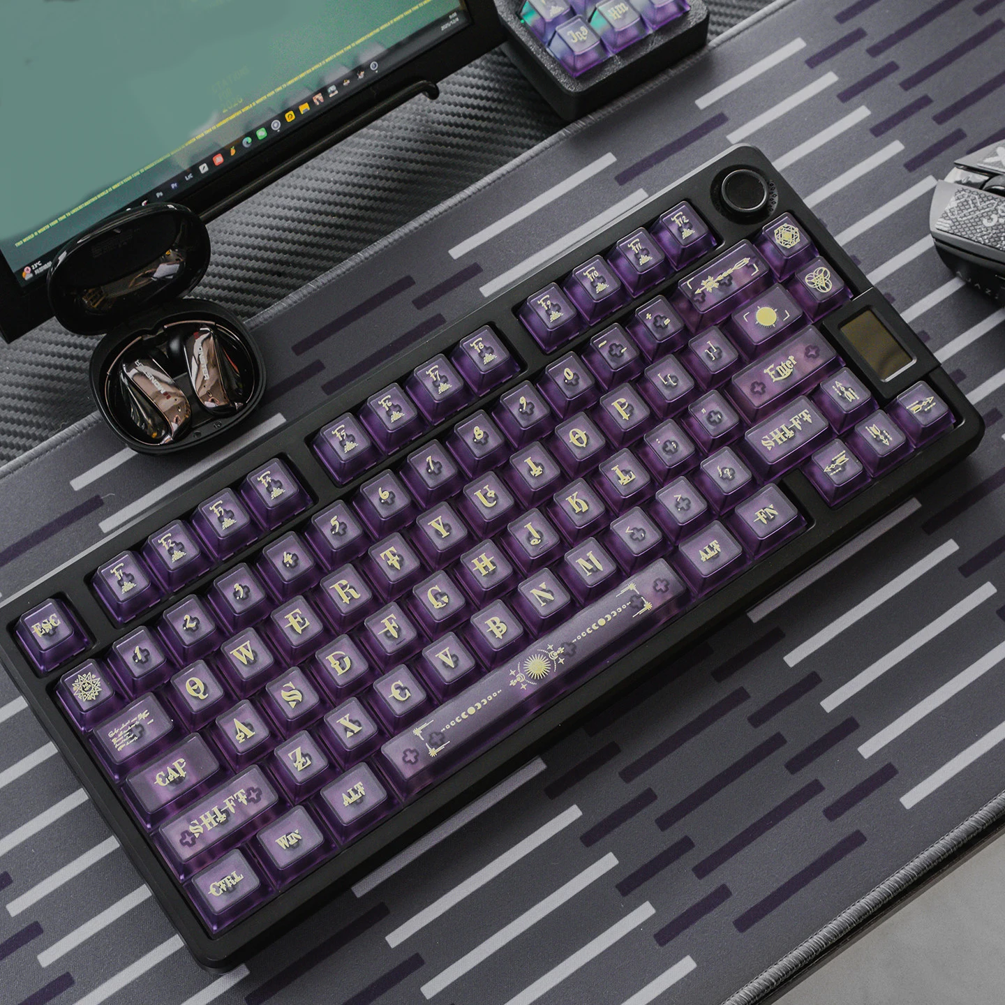 TapTempo Purple Clear Keycaps Fog Translucent Keycap UV Cherry Profile Backlit PC Keycaps Custom For MX Mechanical Keyboard