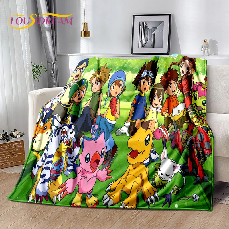 Cartoon Digimon Adventure Monster Soft Plush Blanket,Flannel Blanket Throw Blanket for Living Room Bedroom Bed Sofa Cover Child