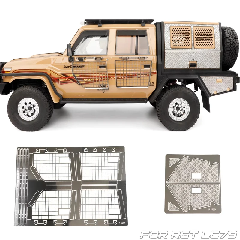 RC Car Folding Window Net Taillight Protective Net Side Skirts Rear Bumper Metal Skid Plate for 1/10 RGT EX86160 Commander LC79