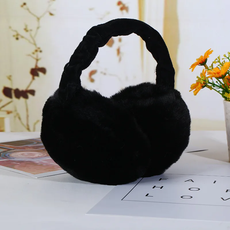 The new Hamburg folding women's warm earmuffs carry men's and women's solid color winter cold and antifreeze super Plush