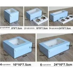 대형 다크 브라운 머핀 포장 컵 케이크 상자 6 개, 크래프트 종이 선물 케이크 상자 8 개, PVC 창, 컵 케이크 포장 공예 종이 상자 4 개