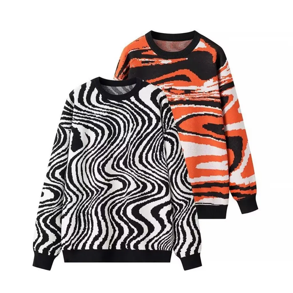 

Women's Zebra Pattern Loose Pullover Sweater Autumn European American Style Fashion Top for Ladies