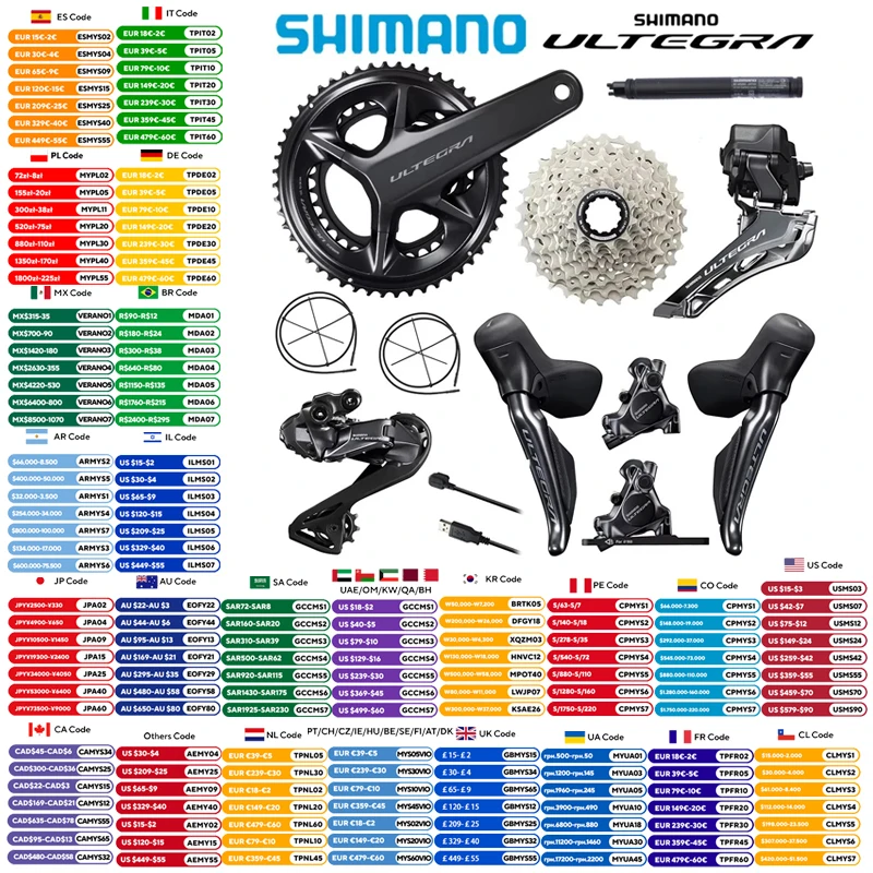 

Shimano Ultegra Di2 R8170 Groupset 2x12s With R8100 Crankset 170MM 50-34T Cassette R8150 FD RD For Road Bike Original Shimano