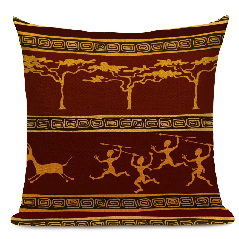 Ethnic Style Geometric Print Cushion Cover African National Stripe Throw Pillow Case for Home Office Bar Decor