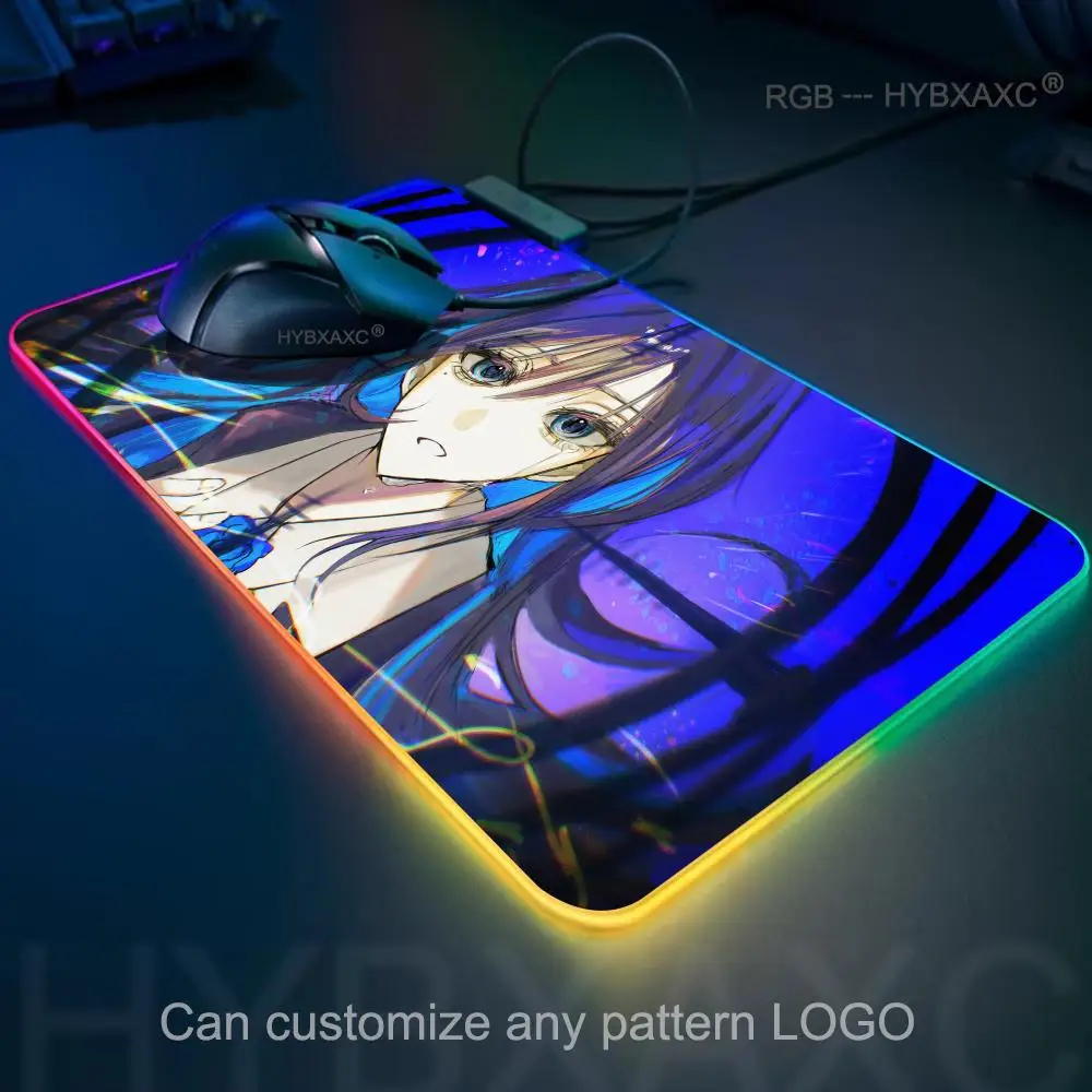 شعبية المغني الياباني A_ado الكرتون ماوس الوسادة RGB الألعاب ماوس الوسادة حصيرة مكتبية HD ألعاب كبيرة LED ضوء XXL ماوس الوسادة