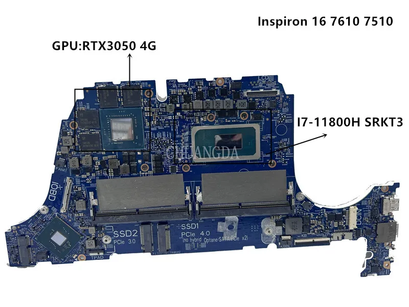 19844-1 Mainboard For Dell Inspiron 16 7610 Laptop Motherboard CPU: I7-11800H SRKT3 GPU:RTX3050 4G CN-1J0MWF 1J0MWF