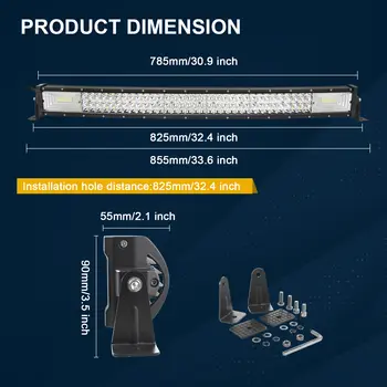 Barra luminosa a LED fuoristrada curva 7D da 22 a 52 pollici da 270 W a 675 W con kit di cavi per luci di lavoro 2x36 W, barra LED da 12 V a 24 V per auto, jeep, camion, 4x4, barca 10 best sales faro di ricerca per barche - №7