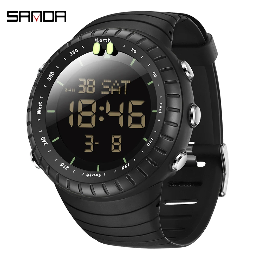 SANDA Brand Hot Watch for Men Electronic Watches Night Glow Large Screen Man Waterproof Outdoor Running Camping Wristwatch