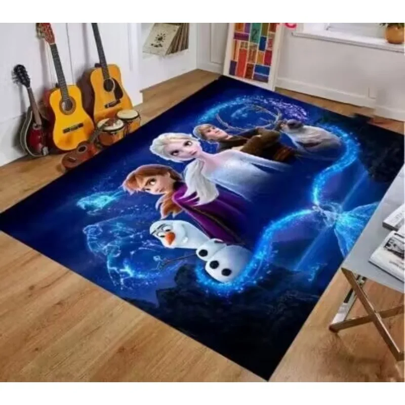 MINISO Disney Carpet Anime Frozen Princess Non Slip Rugs for Bedroom Home Decoration Baby Crawling Floor Mats Washable Doormat