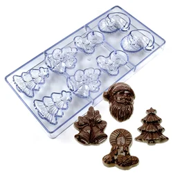 Chocolate Mold Polycarbonate for Christmas Santa Claus Shape Candy Confectionery Baker Pans Trays Baking Tools Utensils